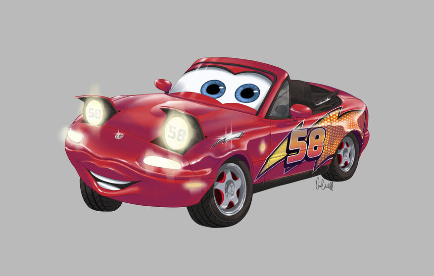 "Miata as a Cars OC" - Character Portrait, Fullbody