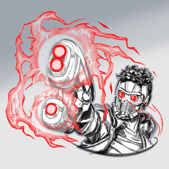 Character Bust, line art + effect