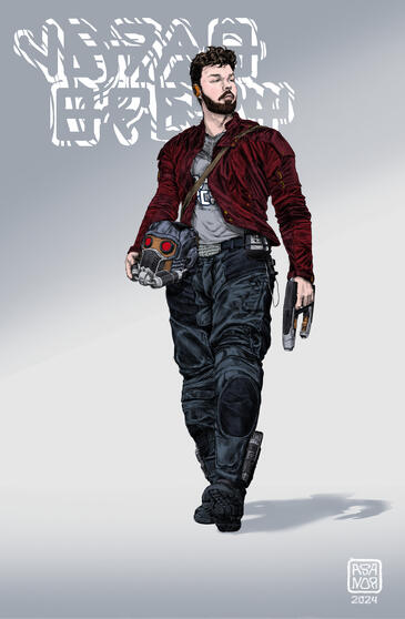 Fullbody portrait, flat colours