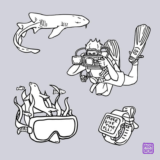 "Scuba dream" - Sticker designs, simple image